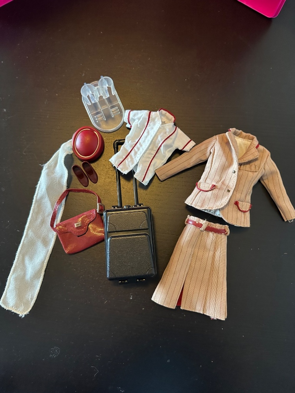 Barbie Emirates Flight Attendant Outfit & Accessories Bundle w/ Suitcase + Stand